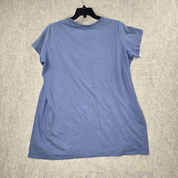 Adidas Womens 2X Blue Logo T-Shirt Made In Indonesia Cotton Blend - Picture 2 of 6